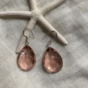 NEW Morganite Tear Drop, 925 Silver Earrings.